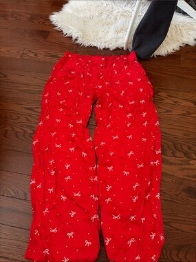 aerie Red Bow-Print Kids Lounge Joggers